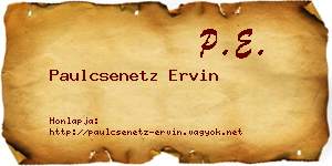 Paulcsenetz Ervin névjegykártya
