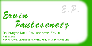 ervin paulcsenetz business card